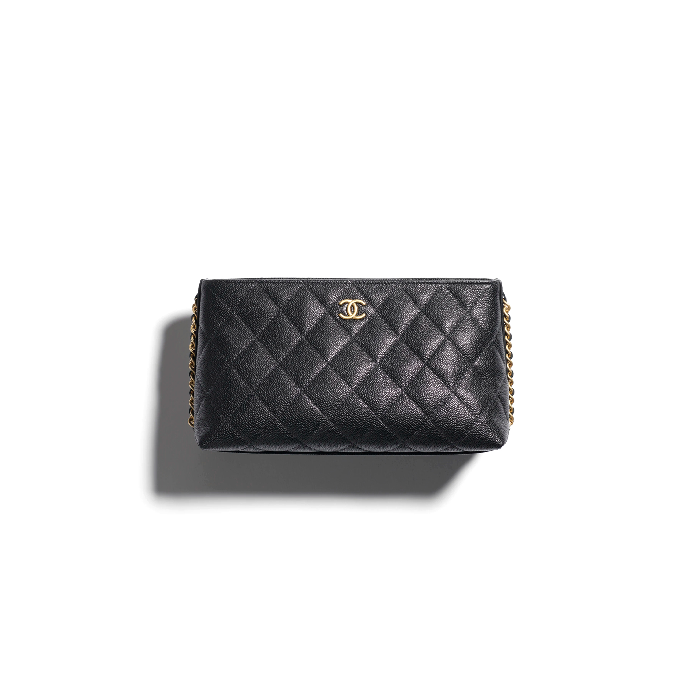 CHANEL CLUTCH WITH CHAIN GRAINED SHINY CALFSKIN GOLD-TONE METAL AP4700 (23*12*8cm)